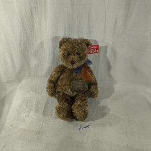 Gund Brown Teddy Bear with Tags and Rainbow Colored Ribbon 15" X 8" X 6"